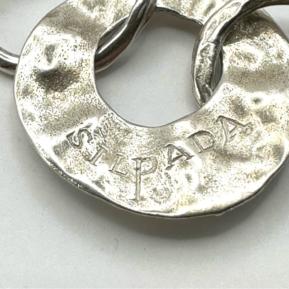 Silpada Retired B1217 Sterling Silver Hammered Circle “ Paper  Chain” Bracelet - Picture 5 of 7